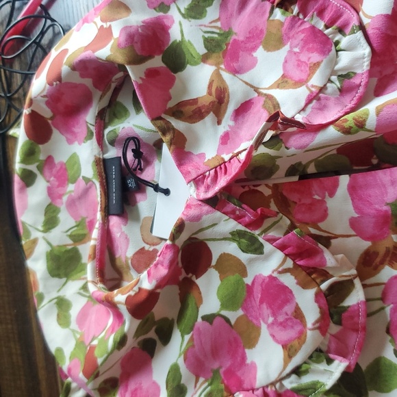 *NWT* Who What Wear What Mini Dress Puff Long Sleeve Pink Floral Collar, XS - Picture 5 of 8